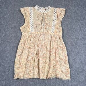 Free People FP One Yellow Floral Eva Babydoll‎ Tunic Top Women's Size Medium